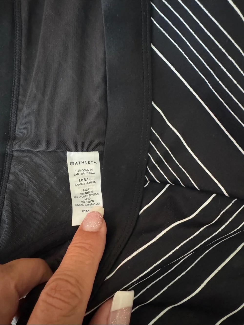 Athleta Black & White Striped Swim Bottoms and Top